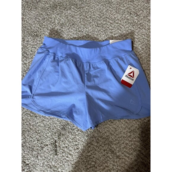 Reebok Shorts Womens Large Light Blue Slim Short Running Athletic High Waist - Picture 1 of 10